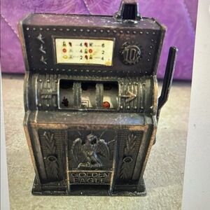 Die Cast Pencil Sharpener Miniature Metal Golden Eagle Machine Vintage